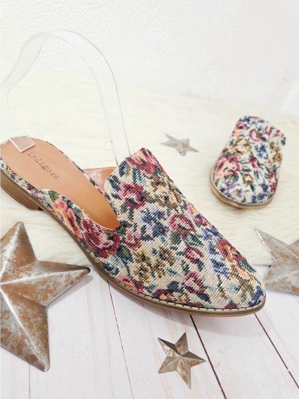 Indigo Rd. Hayze tapestry mules floral vintage textile slip on shoes women's 11